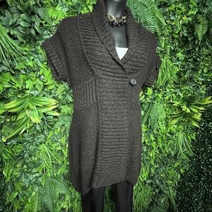 Kenneth Cole Women Cardigan Large Brown Knit Sweater Top‎ Wool Blend 1379